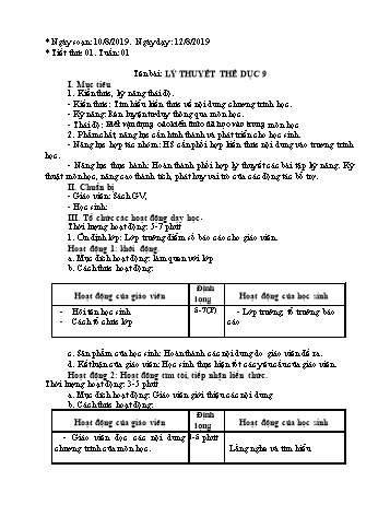 Giáo án môn Thể dục Lớp 9 - Tuần 1