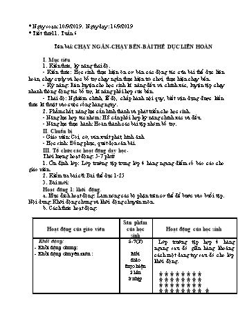 Giáo án môn Thể dục Lớp 9 - Tuần 6