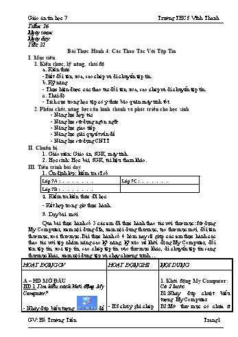 Giáo án môn Tin học Lớp 7 - Tuần 16 - Năm học 2020-2021 - Trường THCS Vĩnh Thanh