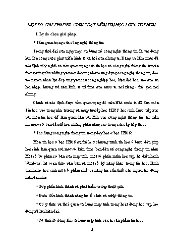 Sáng kiến kinh nghiệm Một số giải pháp để giảng dạy môn Tin học Lớp 6 - Hồ Trường Tiền