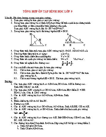 Tổng hợp ôn tập Hình học Lớp 9