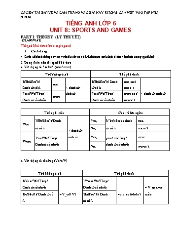 Bài dạy môn Tiếng Anh Lớp 6 (thí điểm) - Unit 8: Sports and games