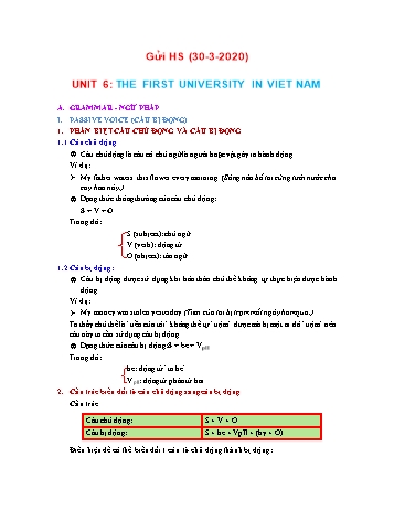 Bài dạy môn Tiếng Anh Lớp 7 (thí điểm) - Unit 6: The first university in Viet Nam
