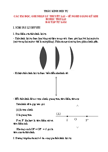 Bài dạy môn Vật lí Lớp 9 - Bài: Thấu kính hội tụ