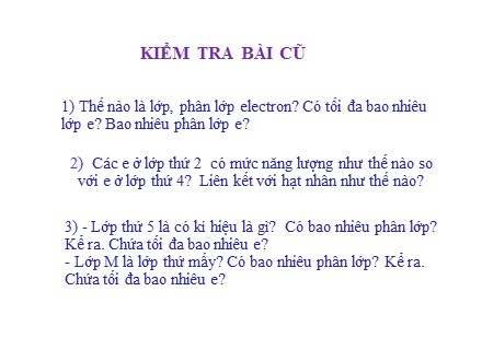 Bài giảng Hóa học Lớp 10 - Tiết 9: Cấu hình electron nguyên tử