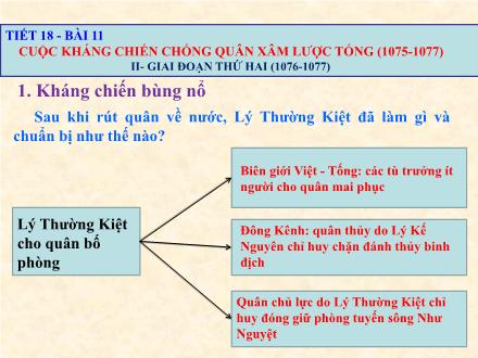 Bài giảng Lịch sử 7 - Tiết 18, Bài 11: Cuộc kháng chiến chống quân xâm lược Tống (1075-1077)