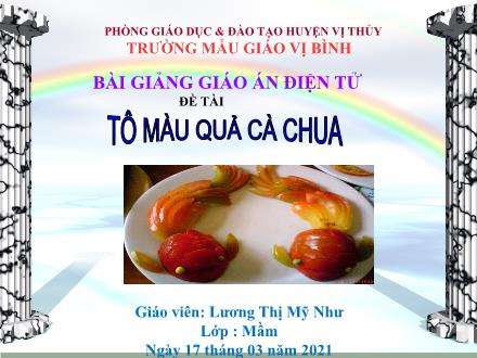 Bài giảng Lớp Mầm - Đề tài: Tô màu quả cà chua - Năm học 2020-2021 - Lương Thị Mỹ Như Bài giảng Lớp Mầm - Đề tài: Tô màu quả cà chua - Năm học 2020-2021 - Lương Thị Mỹ Như