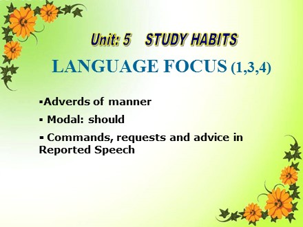Bài giảng Tiếng Anh Lớp 8 - Unit 5: Study habits - Lesson: Language focus (1,3,4)