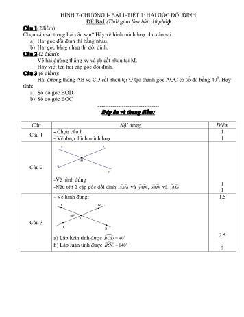 Bài tập môn Hình học Lớp 7 - Chương 1 Bài tập môn Hình học Lớp 7 - Chương 1