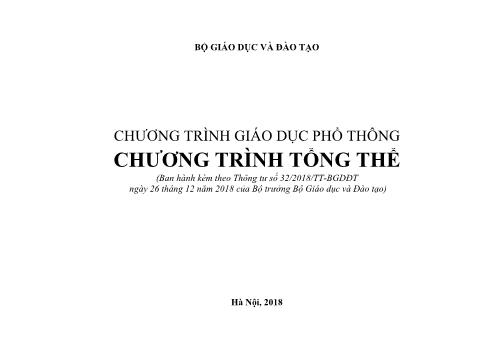Chương trình Giáo dục phổ thông Chương trình Tổng thể Chương trình Giáo dục phổ thông Chương trình Tổng thể