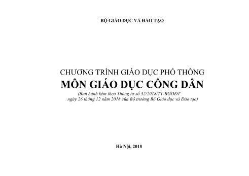 Chương trình Giáo dục phổ thông môn Giáo dục công dân