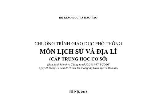 Chương trình Giáo dục phổ thông môn Lịch sử và Địa lí (Cấp THCS)