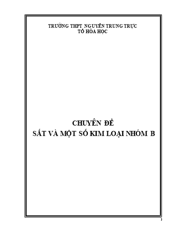 Chuyên đề ôn tập Hóa học Lớp 12 - Chuyên đề: Sắt và một số kim loại nhóm B - Trường THPT Nguyễn Trung Trực