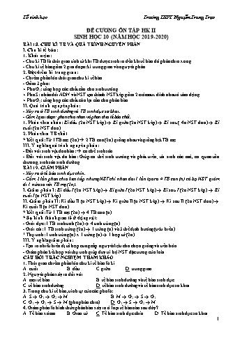 Đề cương ôn tập học kì II môn Sinh học Lớp 10 - Năm học 2019-2020 - Trường THPT Nguyễn Trung Trực