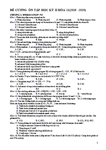 Đề cương ôn tập học kỳ II môn Hóa học Lớp 11 - Năm học 2019-2020