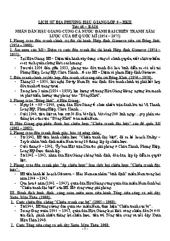 Đề cương ôn tập Lịch sử Lớp 9 (Phần Lịch sử địa phương) - Bài 6+7