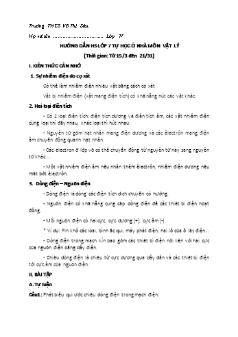 Đề cương ôn tập môn Vật lí Lớp 7 - Trường THCS Võ Thị Sáu