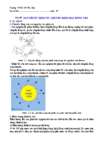 Đề cương ôn tập môn Vật lý Lớp 8 - Chủ đề: Nguyên tử, phân tử, chuyển động hay đứng yên - Trường THCS Võ Thị Sáu