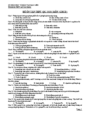 Đề ôn tập THPT Quốc gia năm 2018 môn Giáo dục công dân - Trường THPT Lê Văn Đẩu