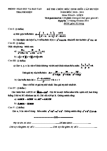 Đề thi chọn học sinh giỏi cấp Huyện môn Toán Lớp 8 - Phòng GD&ĐT Thanh Miện (Có đáp án)