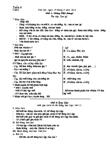 Giáo án buổi chiều Lớp 1 - Tuần 6 - Năm học 2014-2015