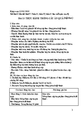 Giáo án Công nghệ Lớp 9 - Tuần 26 đến 28 - Năm học 2018-2019