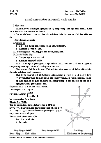 Giáo án Đại số Lớp 9 - Tiết 32, Bài 2: Hệ hai phương trình bậc nhất hai ẩn - Lý Thị Nhanh