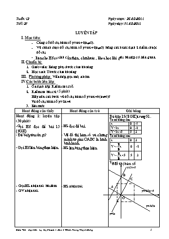 Giáo án Đại số Lớp 9 - Tuần 12, Tiết 23: Luyện tập - Lý Thị Nhanh