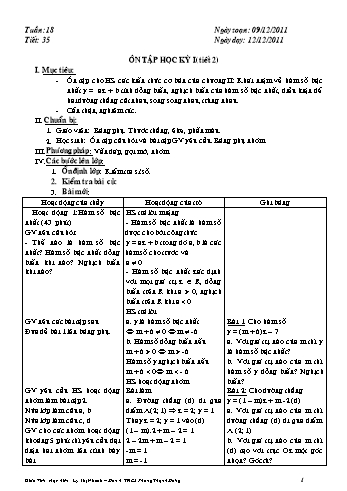 Giáo án Đại số Lớp 9 - Tuần 18, Tiết 35: Ôn tập học kỳ I (Tiết 2) - Lý Thị Nhanh