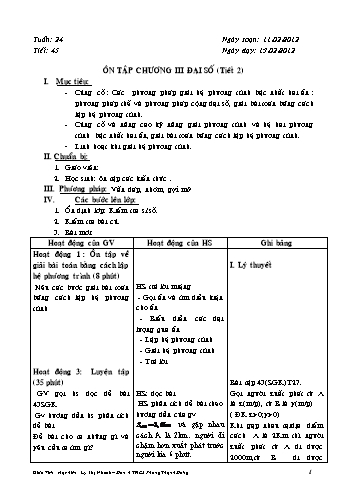 Giáo án Đại số Lớp 9 - Tuần 24, Tiết 45: Ôn tập chương III Đại số (Tiết 2) - Lý Thị Nhanh