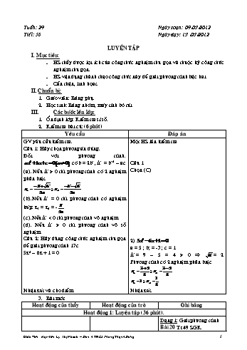 Giáo án Đại số Lớp 9 - Tuần 29, Tiết 56: Luyện tập - Lý Thị Nhanh