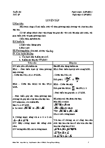 Giáo án Đại số Lớp 9 - Tuần 4, Tiết 7: Luyện tập - Lý Thị Nhanh