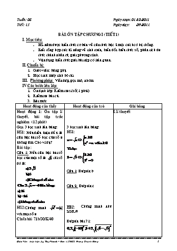 Giáo án Đại số Lớp 9 - Tuần 8, Tiết 15: Ôn tập chương I (Tiết 1) - Lý Thị Nhanh