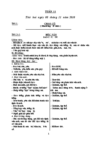 Giáo án Khối 1 - Tuần 11 Giáo án Khối 1 - Tuần 11