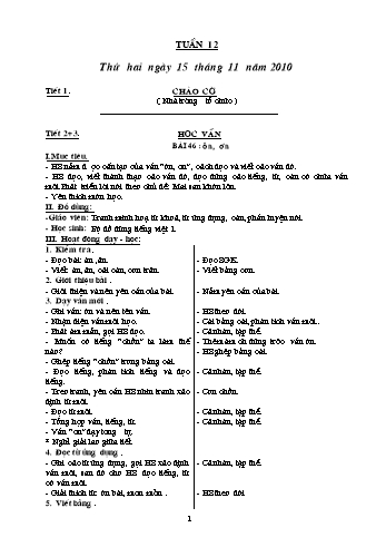 Giáo án Khối 1 - Tuần 12