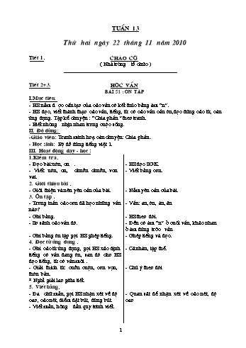 Giáo án Khối 1 - Tuần 13 Giáo án Khối 1 - Tuần 13