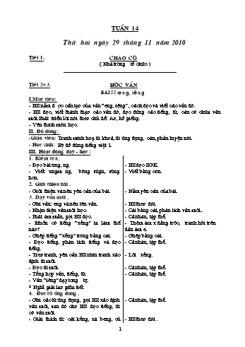 Giáo án Khối 1 - Tuần 14 Giáo án Khối 1 - Tuần 14