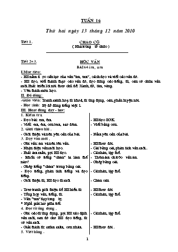Giáo án Khối 1 - Tuần 16 Giáo án Khối 1 - Tuần 16