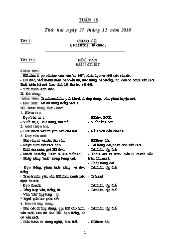 Giáo án Khối 1 - Tuần 18 Giáo án Khối 1 - Tuần 18