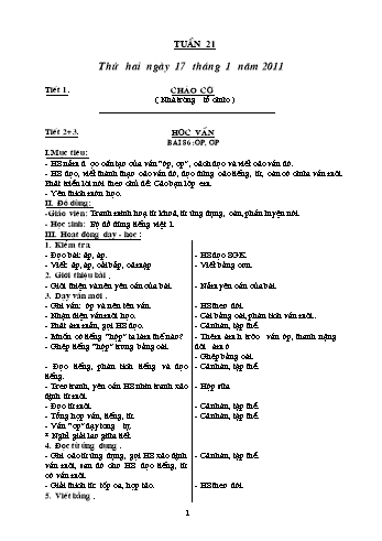 Giáo án Khối 1 - Tuần 21 Giáo án Khối 1 - Tuần 21
