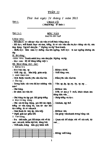Giáo án Khối 1 - Tuần 22 Giáo án Khối 1 - Tuần 22