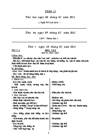 Giáo án Khối 1 - Tuần 23 Giáo án Khối 1 - Tuần 23
