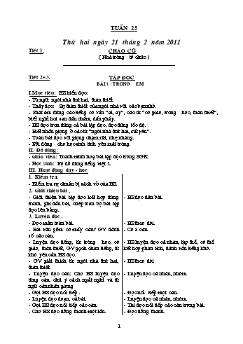 Giáo án Khối 1 - Tuần 25 Giáo án Khối 1 - Tuần 25