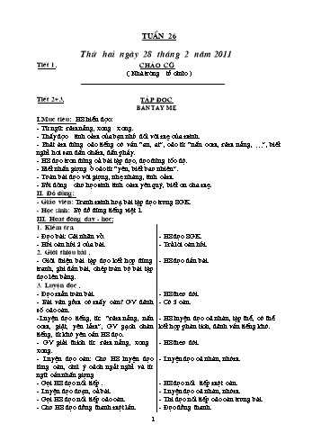 Giáo án Khối 1 - Tuần 26 Giáo án Khối 1 - Tuần 26
