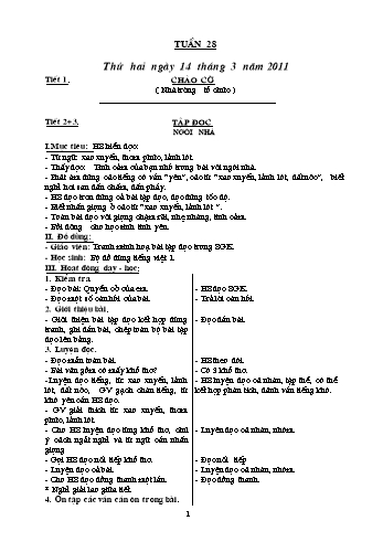 Giáo án Khối 1 - Tuần 28 Giáo án Khối 1 - Tuần 28