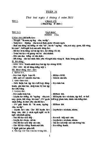 Giáo án Khối 1 - Tuần 31 Giáo án Khối 1 - Tuần 31