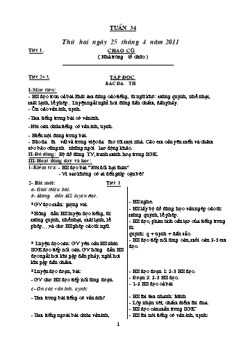 Giáo án Khối 1 - Tuần 34 Giáo án Khối 1 - Tuần 34