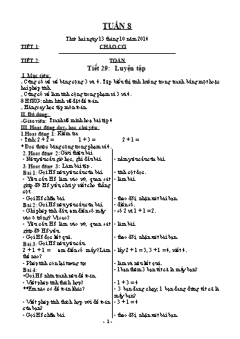 Giáo án Khối 1 - Tuần 8 - Năm học 2014-2015