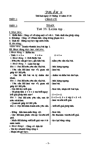 Giáo án Khối 1 - Tuần 9 - Năm học 2014-2015 Giáo án Khối 1 - Tuần 9 - Năm học 2014-2015