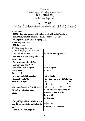 Giáo án Khối 3 - Tuần 5 Giáo án Khối 3 - Tuần 5